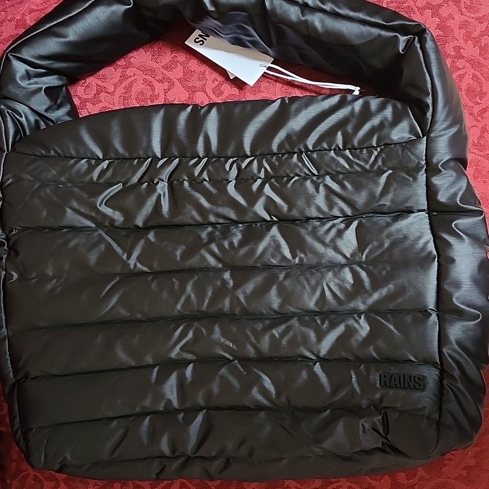 Rains Black Bator Puffer Tote Bag with Zipper - Picture 5 of 10